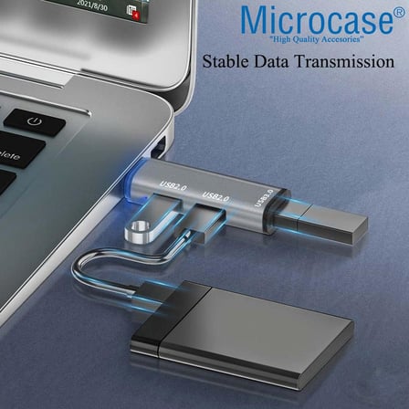 USB 3.0 3 Port Mini USB Çoklayıcı Hub 8 cm Gri - AL2740