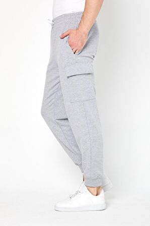 Erkek Kargo Cepli Jogger Fit Eşofman Altı Gri