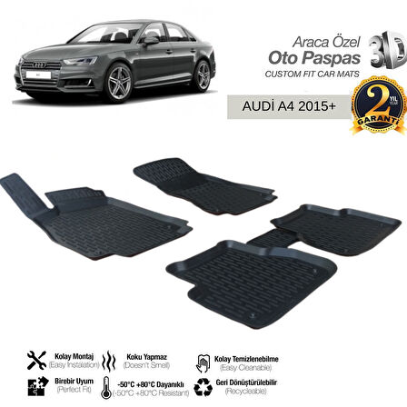 3D PASPAS SİYAH AUDI A4 2015+ 