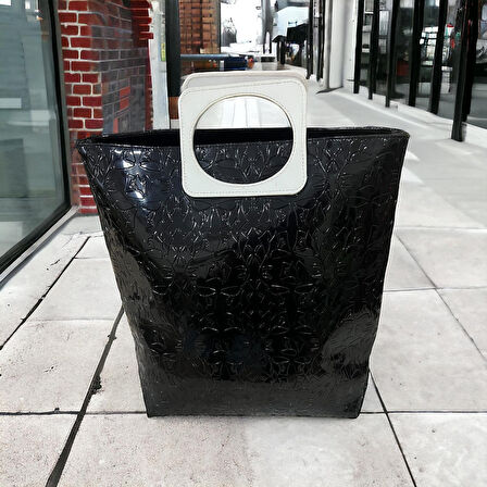 Lancome siyah lugan Şık  Büyük Kapasiteli Yaz kurplu Çanta genişlik-30 derinlik-27cm