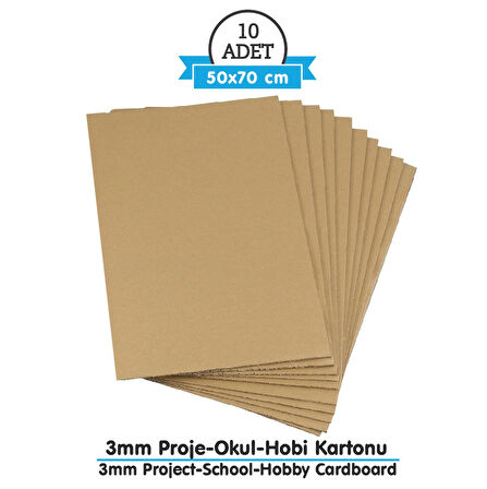 PackMai 50x70cm Oluklu Mukavva  (10ADET) 3mm Karton (Proje-Puzzle-Tuval-Maket-Okul-Hobi-Çerçeve Kartonu)