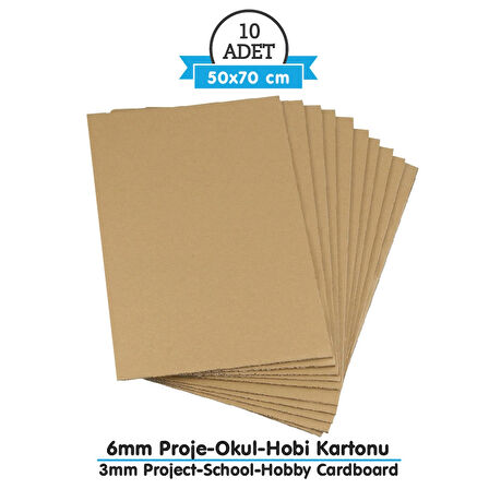 PackMai 50x70cm Oluklu Mukavva (10ADET) 6mm Karton Levha (Proje-Puzzle-Tuval-Maket-Okul-Hobi-Çerçeve-Paketleme)