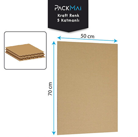 PackMai 50x70cm Oluklu Mukavva (10ADET) 6mm Karton Levha (Proje-Puzzle-Tuval-Maket-Okul-Hobi-Çerçeve-Paketleme)