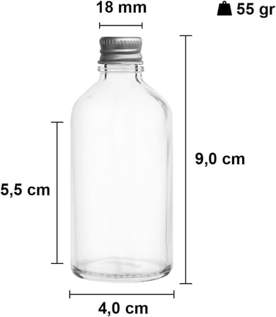 50 cc Gümüş Metal Kapaklı Hediyelik Shot Şişesi 50 ml Kolonya Koku Süs Küçük Şeffaf Cam Şişe 6 Adet