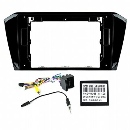 VOLKSWAGEN PASSAT B8 PİANO BLACK ANDROİD TEYP ÇERÇEVE (10 INCH)  - SOKET - CANBUS