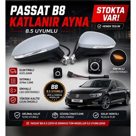 VW PASSAT B8 /B8.5 2015-2021 KATLANIR AYNA - DÜĞME DAHİL