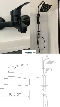 Siyah Banyo Batarya Seti Mat Siyah