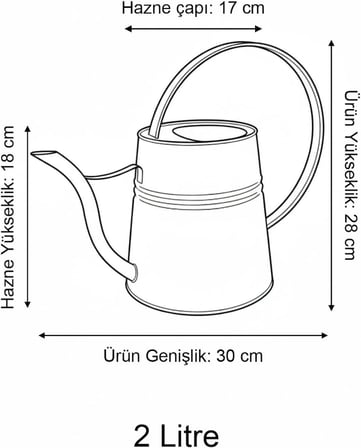 Sophia 2 Litre Metal Çiçek Saksı Sulama Kabı – Modern Dekoratif Çok Amaçlı Sulak (Açık Mavi)