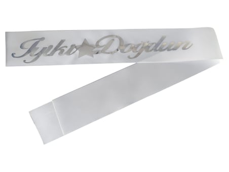 Kumaş Kuşak İyi ki Doğdun Beyaz - Gümüş