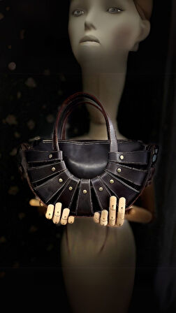 CARIDEA El Yapımı Hakiki Deri Kadın Çanta, Clutch, El Omuz Çantası v115