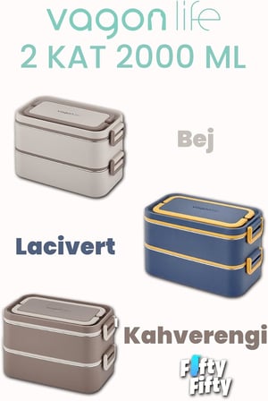 2000 ML 2 Kat Paslanmaz Çelik Çorba Kaseli Bento Lunch Box Yeni Nesil Sefer Tası -FFLBOX01029