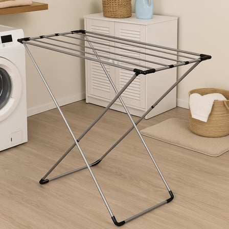 ® Gri Katlanabilir Çamaşır Kurutmalığı – Kompakt ve Dayanıklı Metal Gövdeli Kurutma Askısı | Banyo, Balkon, Teras ve Bahçe Kullanımı için Uygun