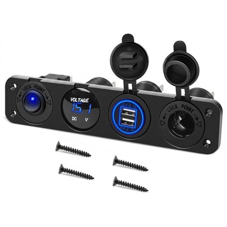 Karavan Tekne Yat için İkili 3.0 QC USB priz Çakmaklık Voltmetre paneli 12V su geçirmez araç şarj soketi hızlı şarj RV 12-24V