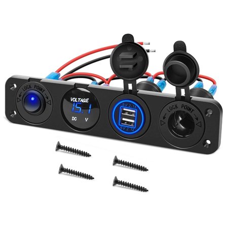 Karavan Tekne Yat için İkili 3.0 QC USB priz Çakmaklık Voltmetre paneli 12V su geçirmez araç şarj soketi hızlı şarj RV 12-24V