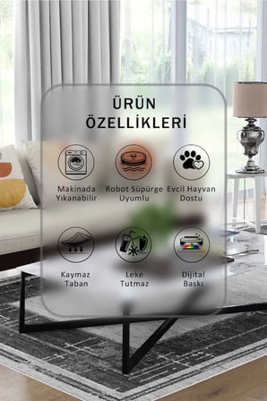 Yıkanabilir Kaymaz Taban Dijital Baskılı Halı ve Yolluk – Leke Tutmaz Salon & Mutfak Halısı