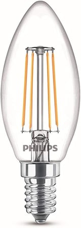 Philips LED Classic 40W B35 Led Mum Filament Ampul, 2700K Beyaz Işık, E14 İnce Duy, Dim Edilmez, 2'li Ekopaket