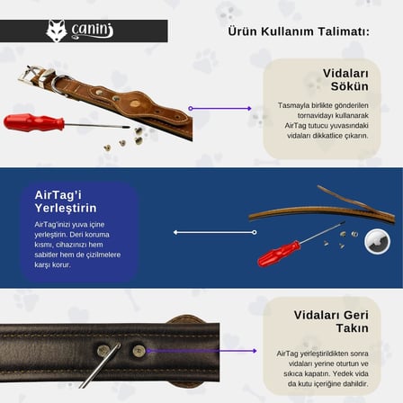Hakiki Klasik Deri Airtag Uyumlu Köpek Tasması – Dayanıklı, Konforlu ve Şık Tasarım, Airtag Bölmeli Gerçek Deriden Köpekler İçin Tasma (Kırmızı, XS)
