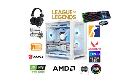 DFS Gaming DS2025W RYZEN 5 5600X-B550M-RTX 4060 8GB-16GB RAM-512GB M.2 SSD-WI FI-OYUNCU BİLGİSAYARI