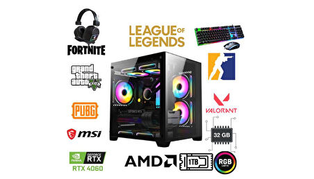 DFS Gaming DS2026B RYZEN 7 5700X-B550M-RTX 4060 8GB-32GB RAM-1TB M.2 SSD-WI FI-OYUNCU BİLGİSAYARI