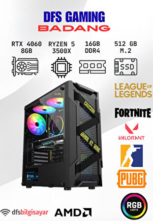 DFS Gaming BADANG RYZEN 5 3500X-A520M-RTX 4060 8GB-16GB RAM-512GB M.2 SSD-OYUNCU BİLGİSAYARI