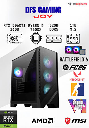 DFS GAMING JOY RYZEN 5 7600X-B650M-RTX 5060 TI 16GB-32GB DDR5 RAM-1TB M.2 SSD-OYUNCU BİLGİSAYARI