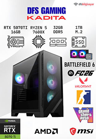 DFS GAMING KADITA RYZEN 5 7600X-B650M-RTX 5070 TI 16GB-32GB DDR5 RAM-1TB M.2 SSD-OYUNCU BİLGİSAYARI