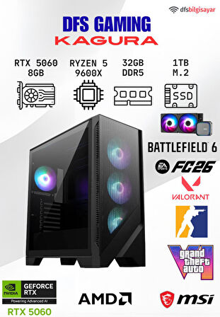 DFS GAMING KAGURA RYZEN 5 9600X-B650M-RTX 5060-32GB DDR5 RAM-1TB M.2 SSD-OYUNCU BİLGİSAYARI