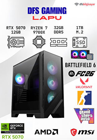 DFS GAMING LAPU RYZEN 7 9700X-B650M-RTX 5070 12GB-32GB DDR5 RAM-1TB M.2 SSD-OYUNCU BİLGİSAYARI