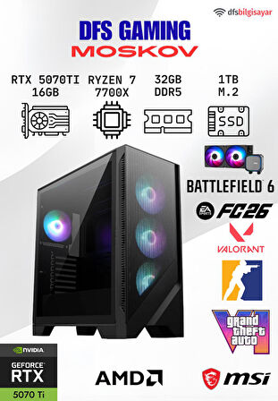 DFS GAMING MOSKOV RYZEN 7 7700X-B650M-RTX 5070 TI 16GB-32GB DDR5 RAM-1TB M.2 SSD-OYUNCU BİLGİSAYARI