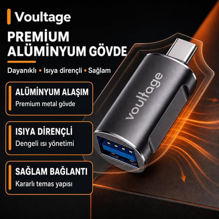 Type-C to USB-A Dönüştürücü - USB 3.0 OTG Adaptör, 5 Gbps Yüksek Hızlı Veri Aktarımı, MacBook, Samsung Galaxy, Iphone 15/16/17, Laptop ve Akıllı Telefonlar İçin Tak Çalıştır Çevirici