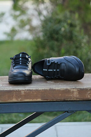 Erkek Sportif Kışlık Kundura Hakiki Deri  Kauççuk Taban Otobetik ve Bağsız Lastikli