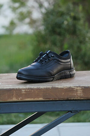 Erkek Sportif Kışlık Kundura Hakiki Deri  Kauççuk Taban Otobetik ve Bağsız Lastikli