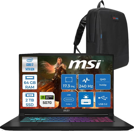 MSI Msı Katana 17 Hx B14WGK Intel Core I7-14650HX 64GB Ddr5 2tb SSD RTX5070/8GB 115W 17.3 Inç 2k Qhd 240Hz Freedos Gaming Bilgisayar 046XTRF24+ZETTAÇANTA