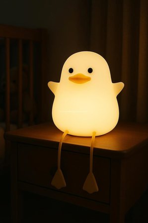 Hayvan Figürlü Gece Lambası, Silikon RGB Dokunmatik, Yumuşak Işık, Bebek Odası ve Çocuklar İçin, USB Şarjlı, Renkli Aydınlatma, Dekoratif Gece Lambası, Uyku Işığı (Ördek)