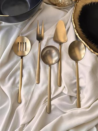 Allegra Mat Gold 5 Parça Servis Kaşık Seti