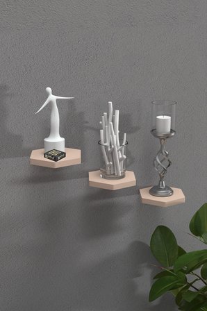 Duvar Rafı Dekoratif 3 Adet Çiçeklik 