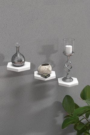 Duvar Rafı Dekoratif 3 Adet Çiçeklik 