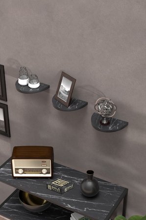 Duvar Rafı Dekoratif 3 Adet Çiçeklik Oval 