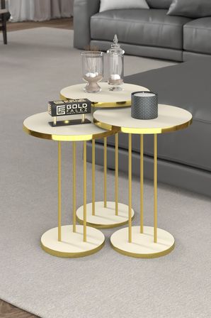 Orta Sehpa Ve Zigon Sehpa Terra Set Gold