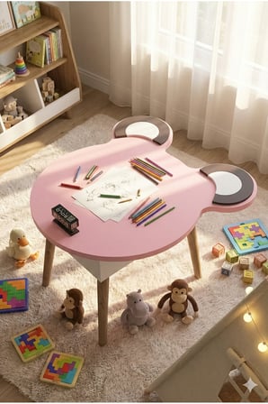 Çocuk Masası & Çocuk Sandalyesi Happy Face Sevimli Figürlü Set
