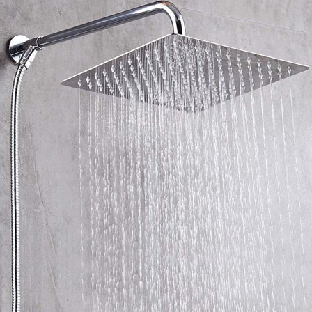 25x25 Cm 304 Paslanmaz Çelik Tepe Duşu – Geniş Kare Duş Başlığı, Sabit Tepe Duş Başlığı, Handshower Uyumlu, Modern ve Dayanıklı Duş Sistemi Parçası (Kare)