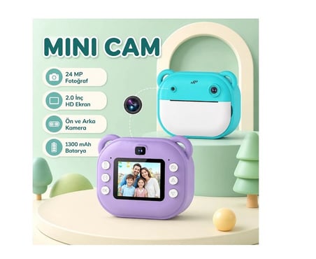 Termal Yazıcılı Çocuk Fotoğraf Makinesi 0783 ( MAVİ )