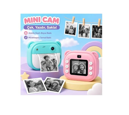 Termal Yazıcılı Çocuk Fotoğraf Makinesi 0783 ( MAVİ )
