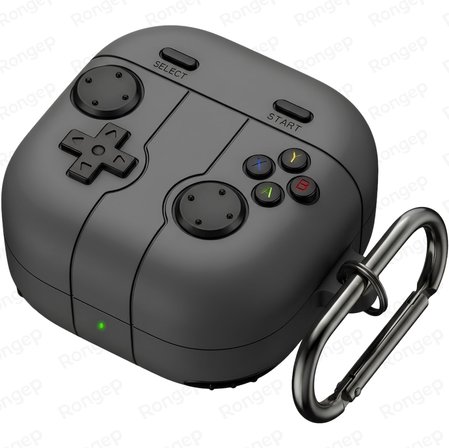 [Gamepad-Design] Samsung Galaxy Buds 4 Pro/Buds 4 için Kılıf Darbe Emici Köşe Korumalı Galaxy Buds4 Kulaklık Kılıfı Yumuşak Dokulu Oyun Konsolu Görünümlü Samsung Buds 4 Pro Kılıf (Koyu Gri)