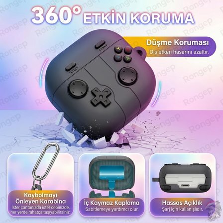 [Gamepad-Design] Samsung Galaxy Buds 4 Pro/Buds 4 için Kılıf Darbe Emici Köşe Korumalı Galaxy Buds4 Kulaklık Kılıfı Yumuşak Dokulu Oyun Konsolu Görünümlü Samsung Buds 4 Pro Kılıf (Koyu Gri)