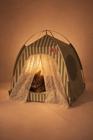 Katlanabilir Yazlık Kedi Evi File Panelli Taşınabilir Minderli Evcil Hayvan Çadırı 35x35x35 cm İç Minderli Nefes Alabilir Taşınabilir Kedi Köpek Evi Konforlu Uyku Alanı (Yeşil)