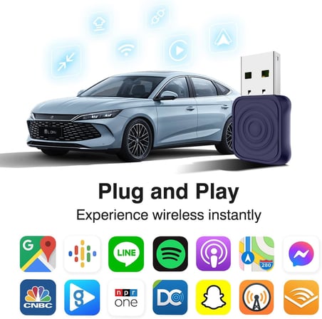 Carlinkit Mini Ultra iPhone ve Android için Kablosuz Adaptör Kablolu CarPlay ve Android Auto'ya Kablosuz Dönüştürür, Tak ve Kullan, Arabalarla Uyumlu