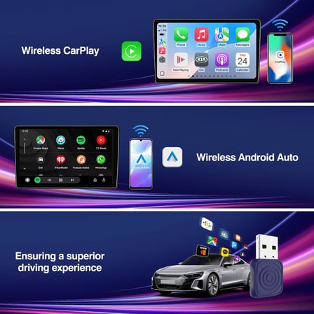 Carlinkit Mini Ultra iPhone ve Android için Kablosuz Adaptör Kablolu CarPlay ve Android Auto'ya Kablosuz Dönüştürür, Tak ve Kullan, Arabalarla Uyumlu