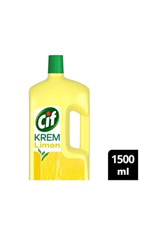 Cif Krem Yüzey Temizleyici Limon Kokulu Yağ Ve Kireç Sökücü Leke Çıkarıcı 1500 ml