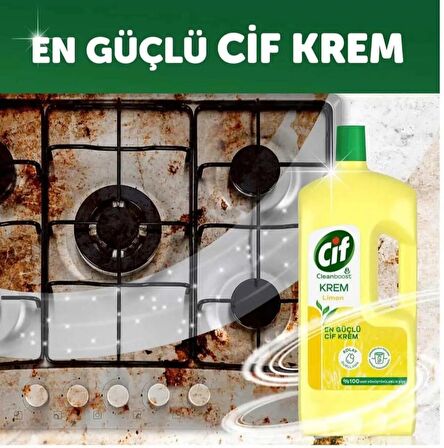 Cif Krem Yüzey Temizleyici Limon Kokulu Yağ Ve Kireç Sökücü Leke Çıkarıcı 1500 ml